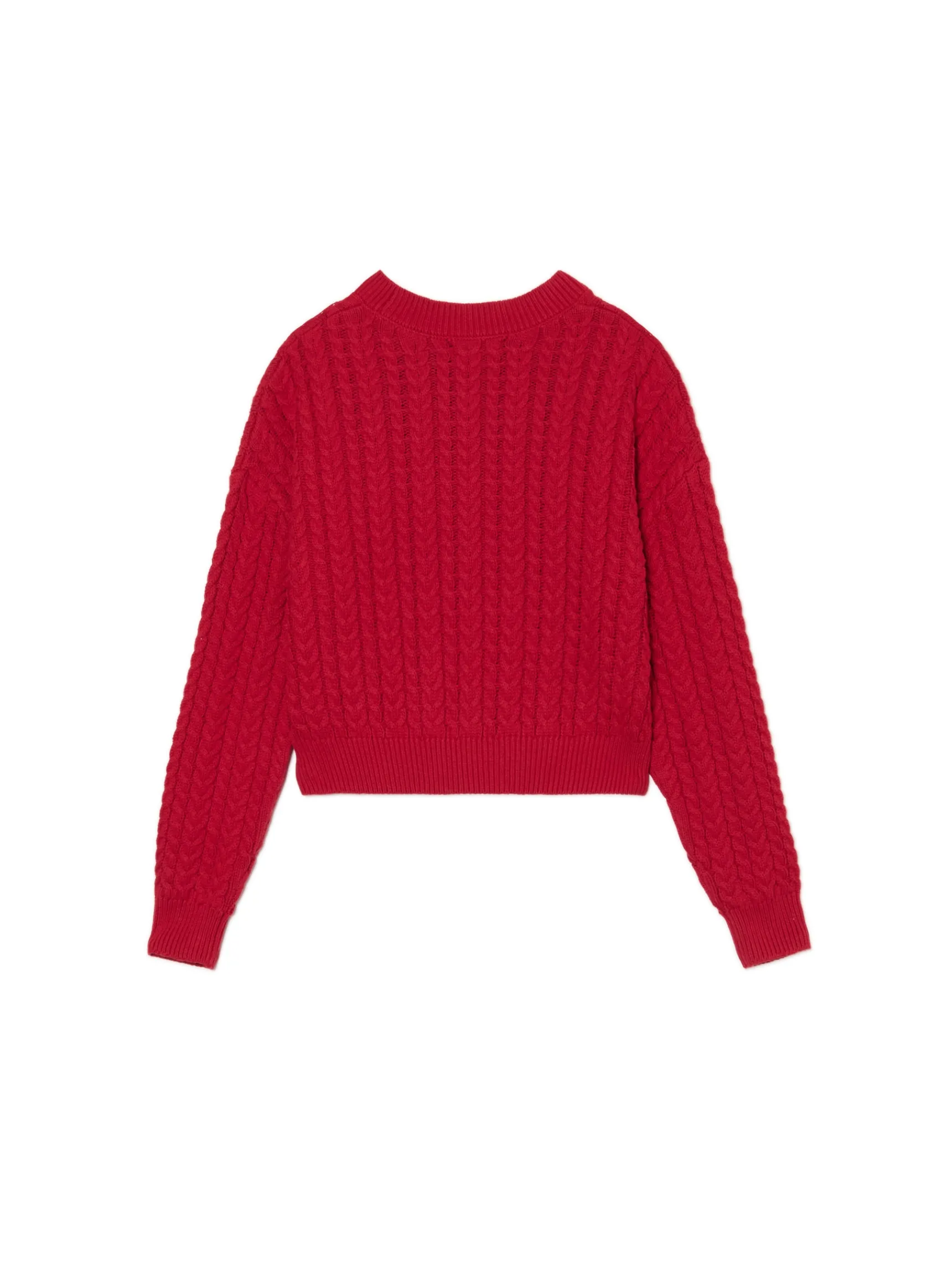 Online Cropp sweter z warkoczowym splotem czerwony