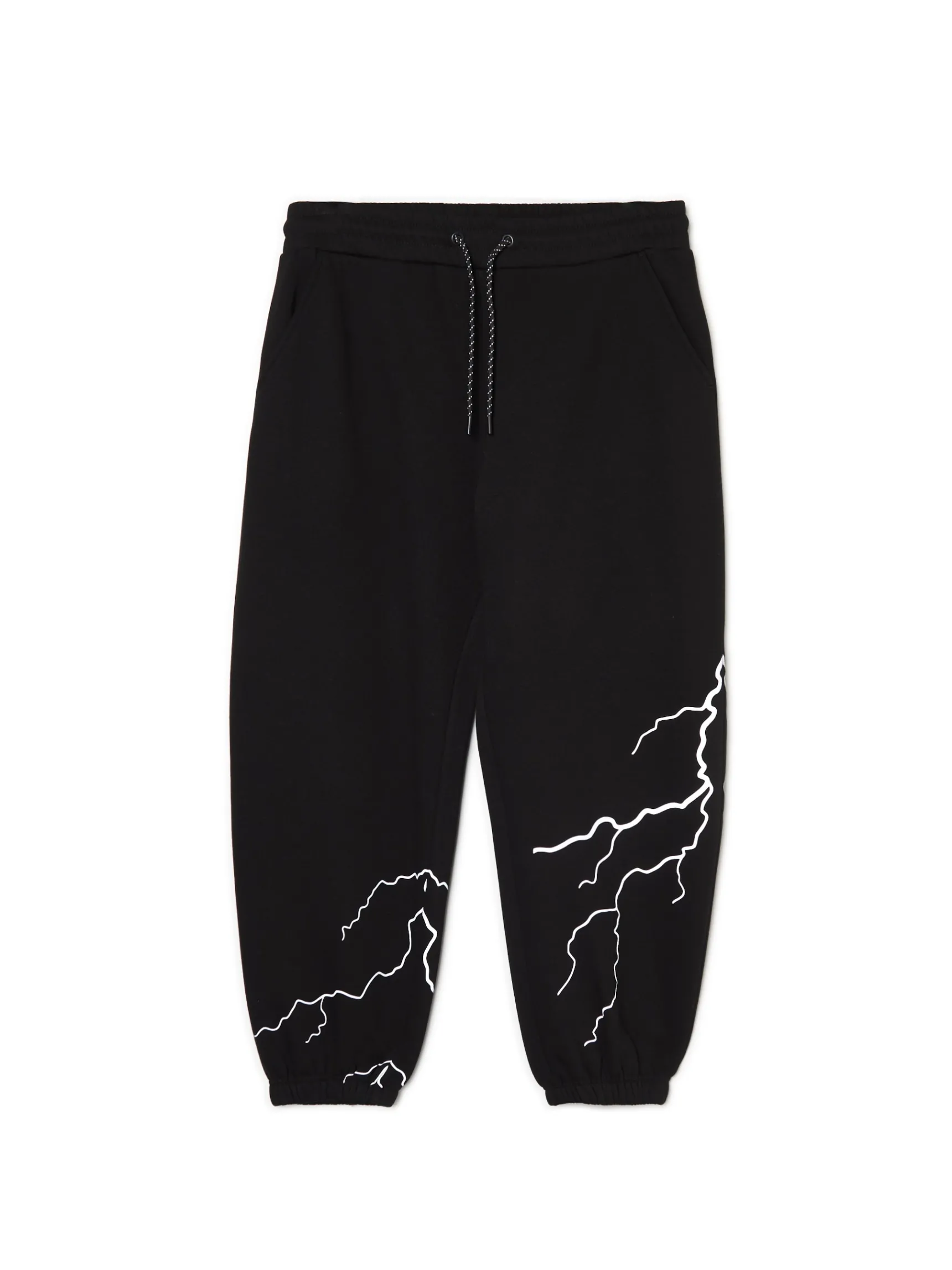 Outlet Cropp Dresowe joggery z odblaskowym printem czarny