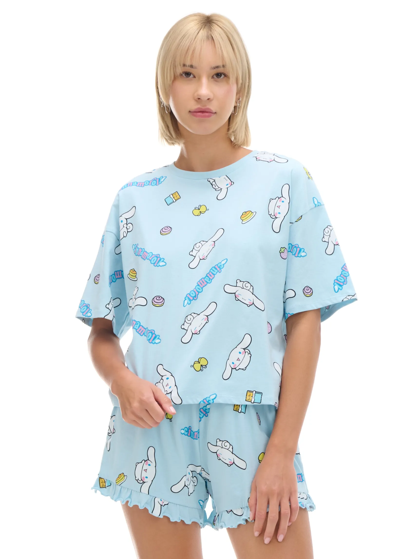 Hot Cropp Dwuczęściowa krótka piżama Cinnamoroll różowy