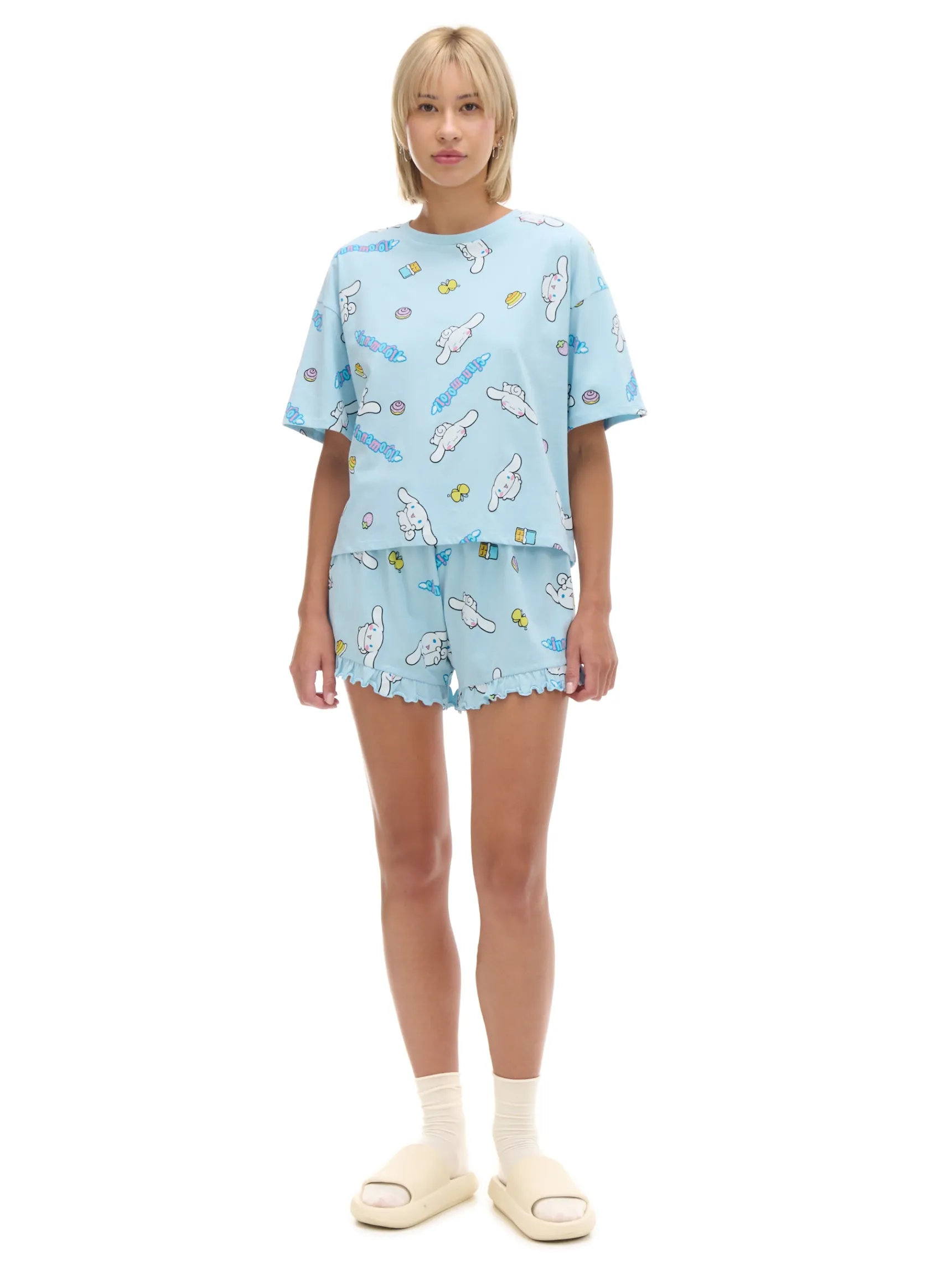 Hot Cropp Dwuczęściowa krótka piżama Cinnamoroll różowy
