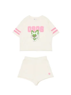 Online Cropp Dwuczęściowa krótka piżama Pokémon kremowy