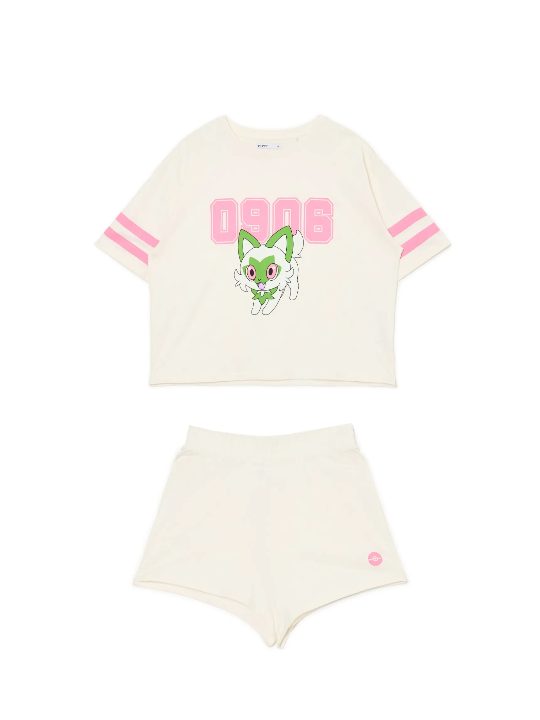 Online Cropp Dwuczęściowa krótka piżama Pokémon kremowy