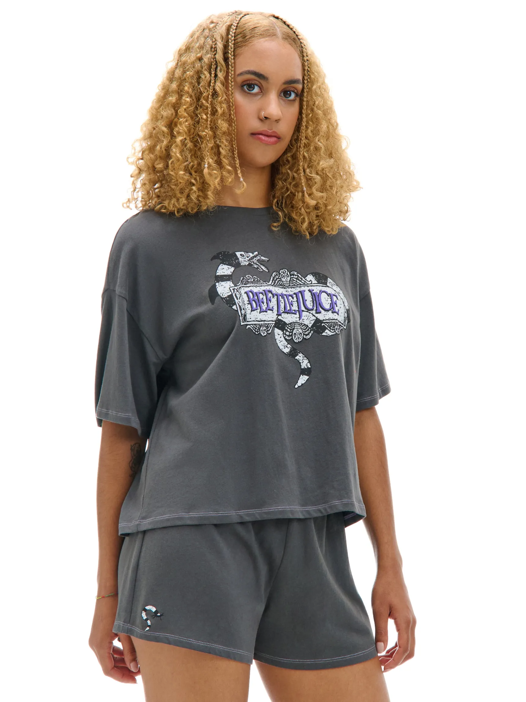 Clearance Cropp Dwuczęściowa piżama Beetlejuice szary