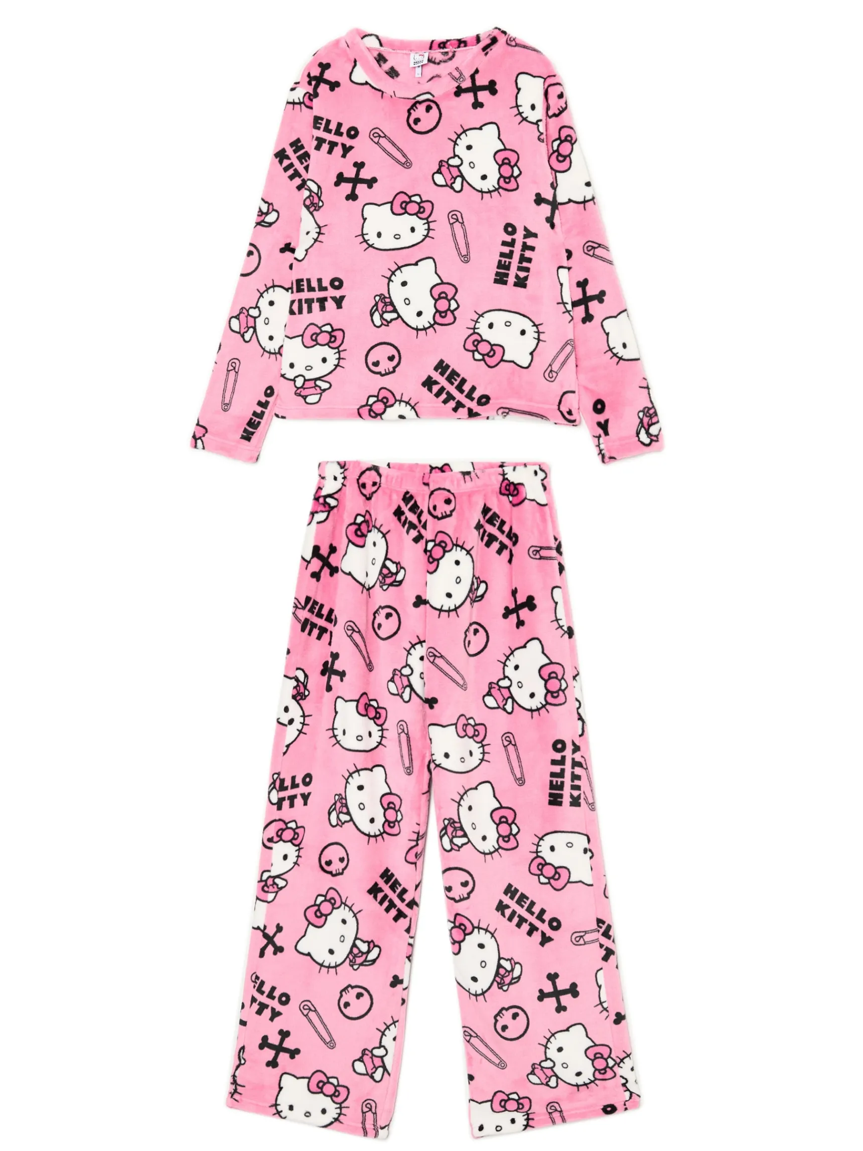 Sale Cropp Dwuczęściowa pluszowa piżama Hello Kitty różowy