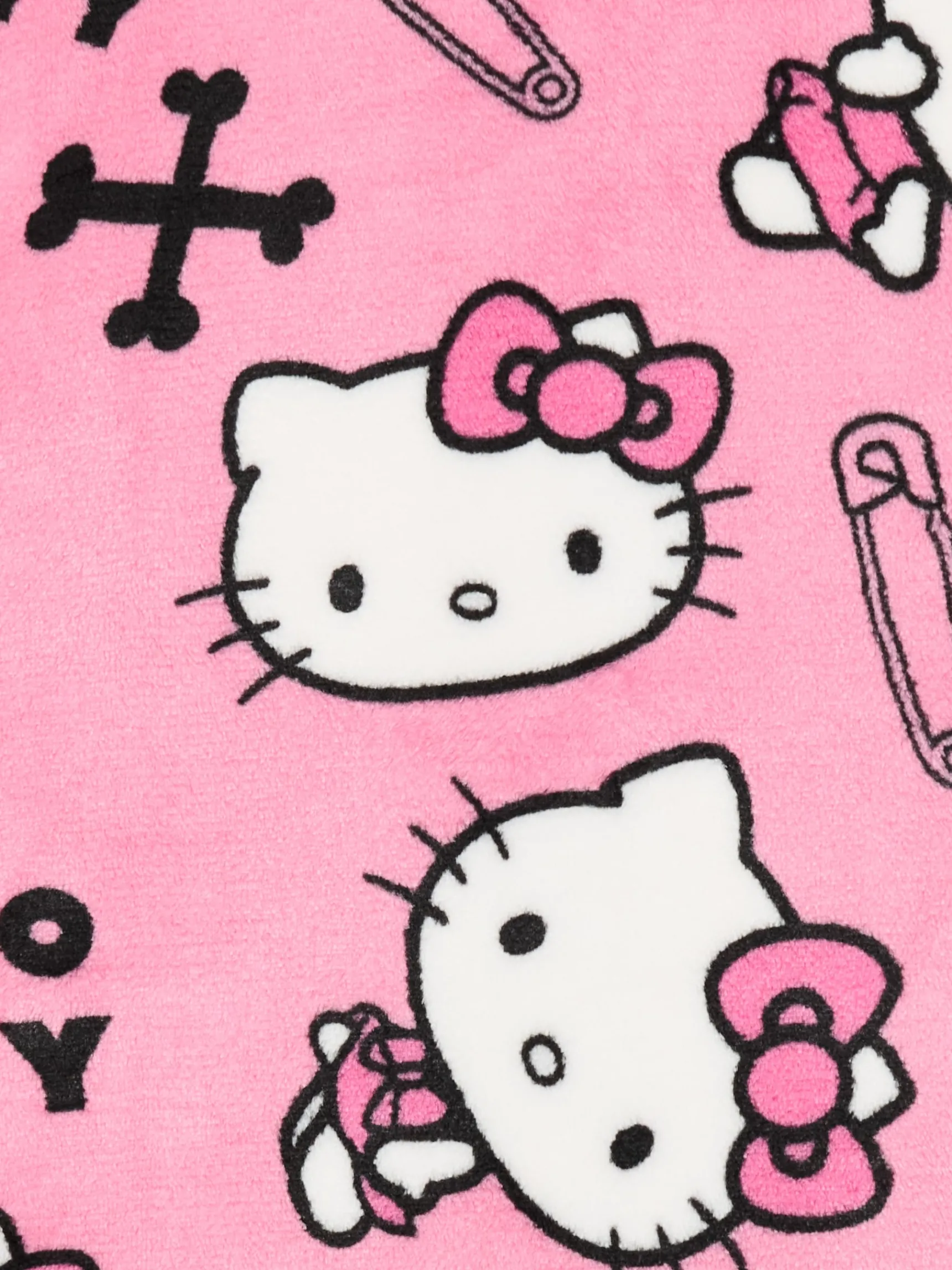 Sale Cropp Dwuczęściowa pluszowa piżama Hello Kitty różowy