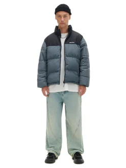 Outlet Cropp Dwukolorowa kurtka puffer surowygranatowy