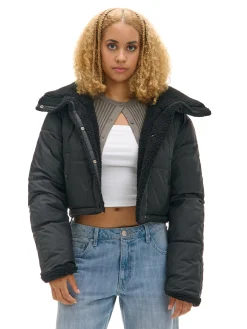 Sale Cropp Dwustronna czarna kurtka puffer czarny