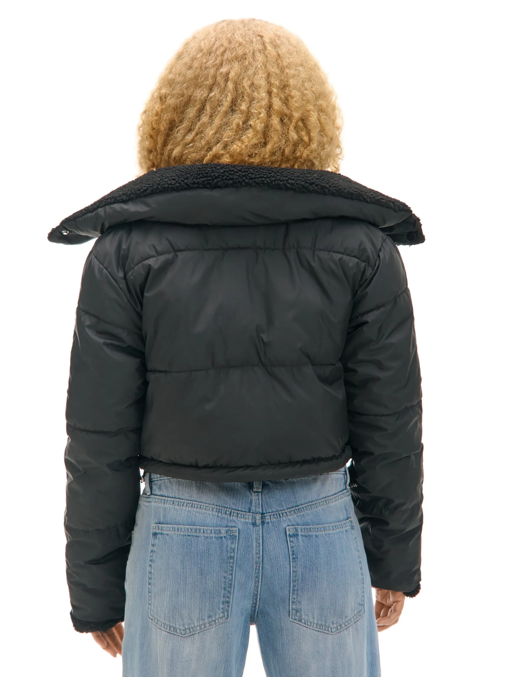 Sale Cropp Dwustronna czarna kurtka puffer czarny