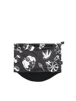 Clearance Cropp Dzianinowy komin z kontrastowym nadrukiem czarny