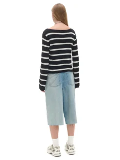 Fashion Cropp Dzianinowy sweter w paski czarny