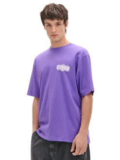 Best Cropp Fioletowa koszulka z nadrukiem Beetlejuice fioletowy