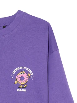 Fashion Cropp Fioletowa koszulka z pączkiem fioletowy