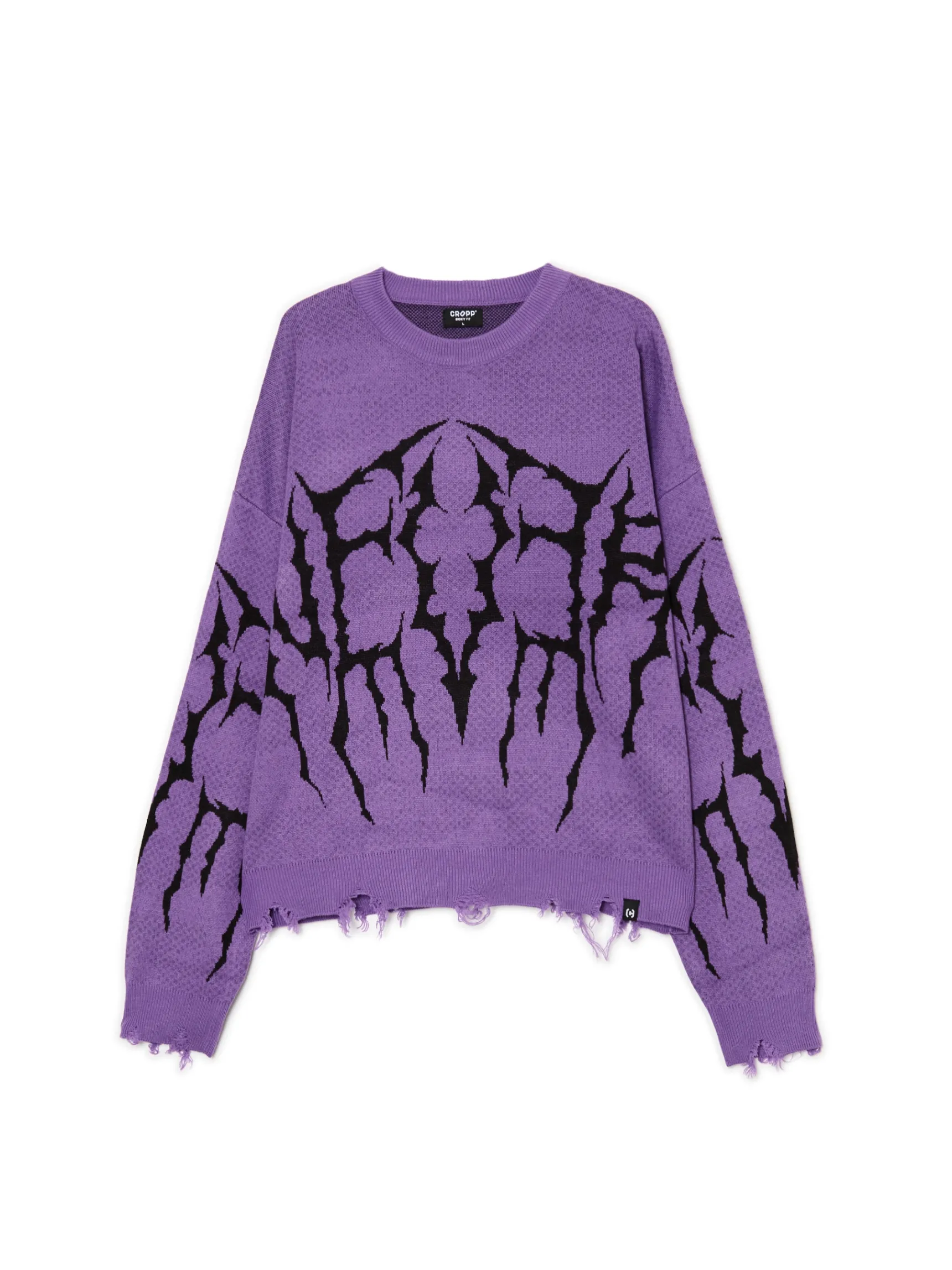Hot Cropp sweter z nadrukiem fioletowy