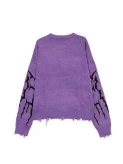 Hot Cropp sweter z nadrukiem fioletowy