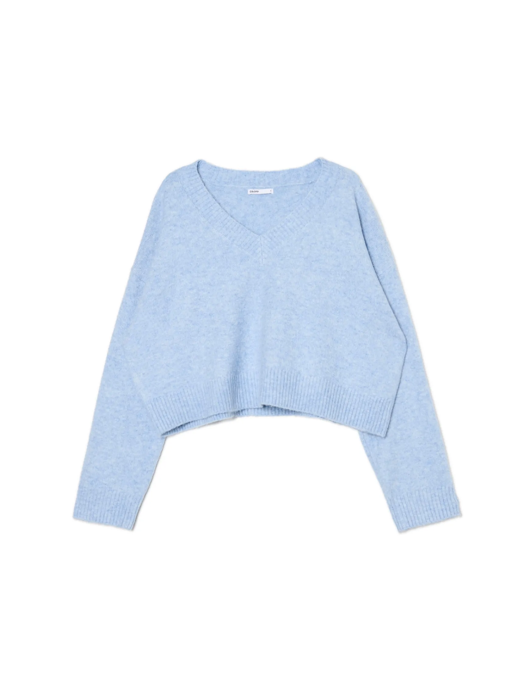 Hot Cropp Gładki jasnoniebieski sweter błękitny