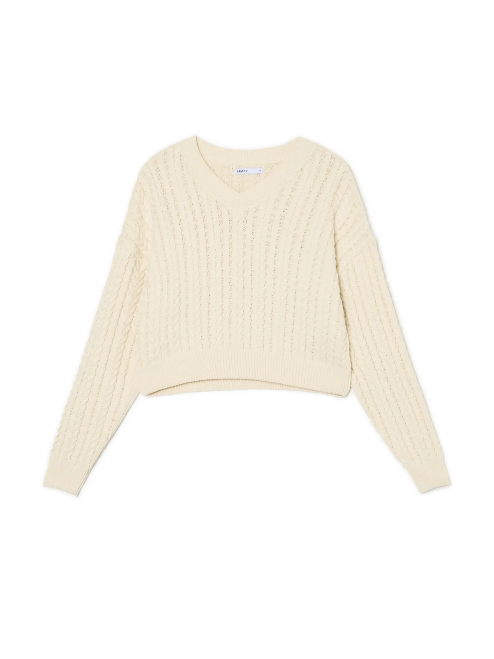 Hot Cropp Gładki sweter kremowy