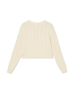 Hot Cropp Gładki sweter kremowy
