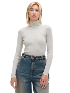 Clearance Cropp Gładki sweter z półgolfem jasnyszary