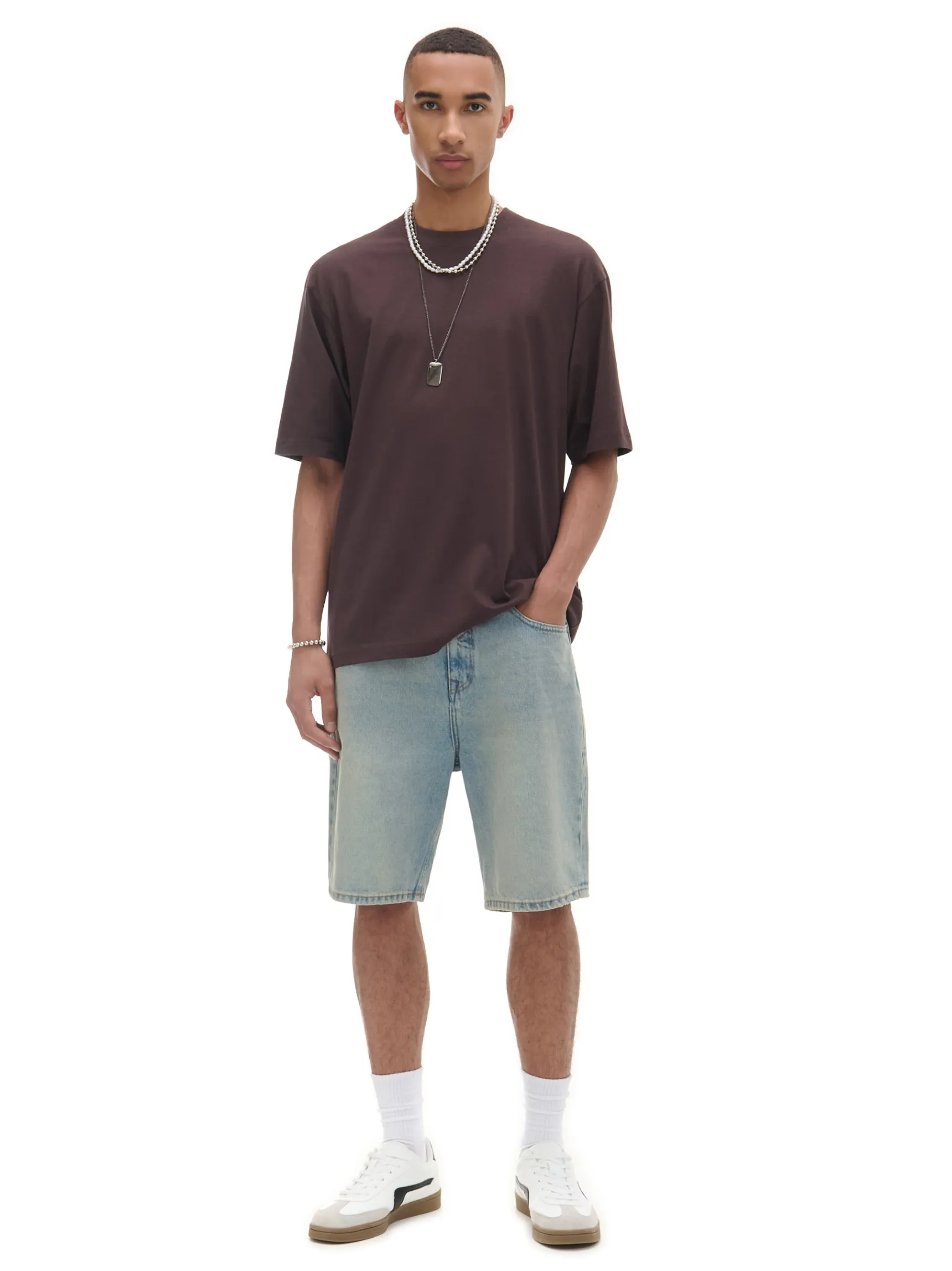 Discount Cropp Gładki T-shirt comfort brązowy