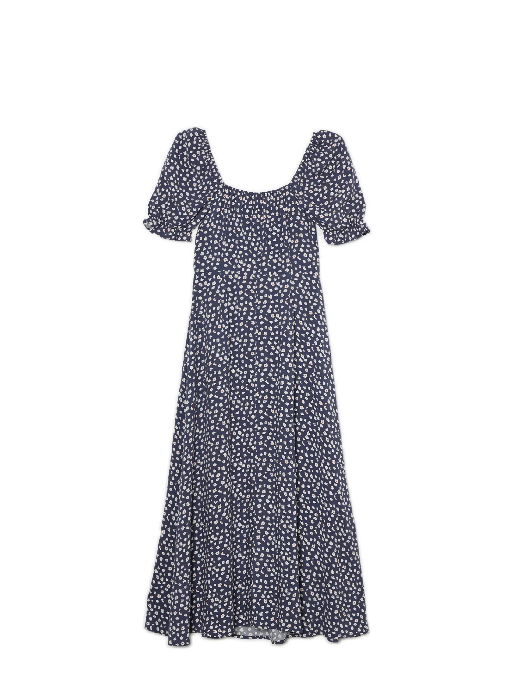 Fashion Cropp Granatowa sukienka midi w stokrotki granatowy