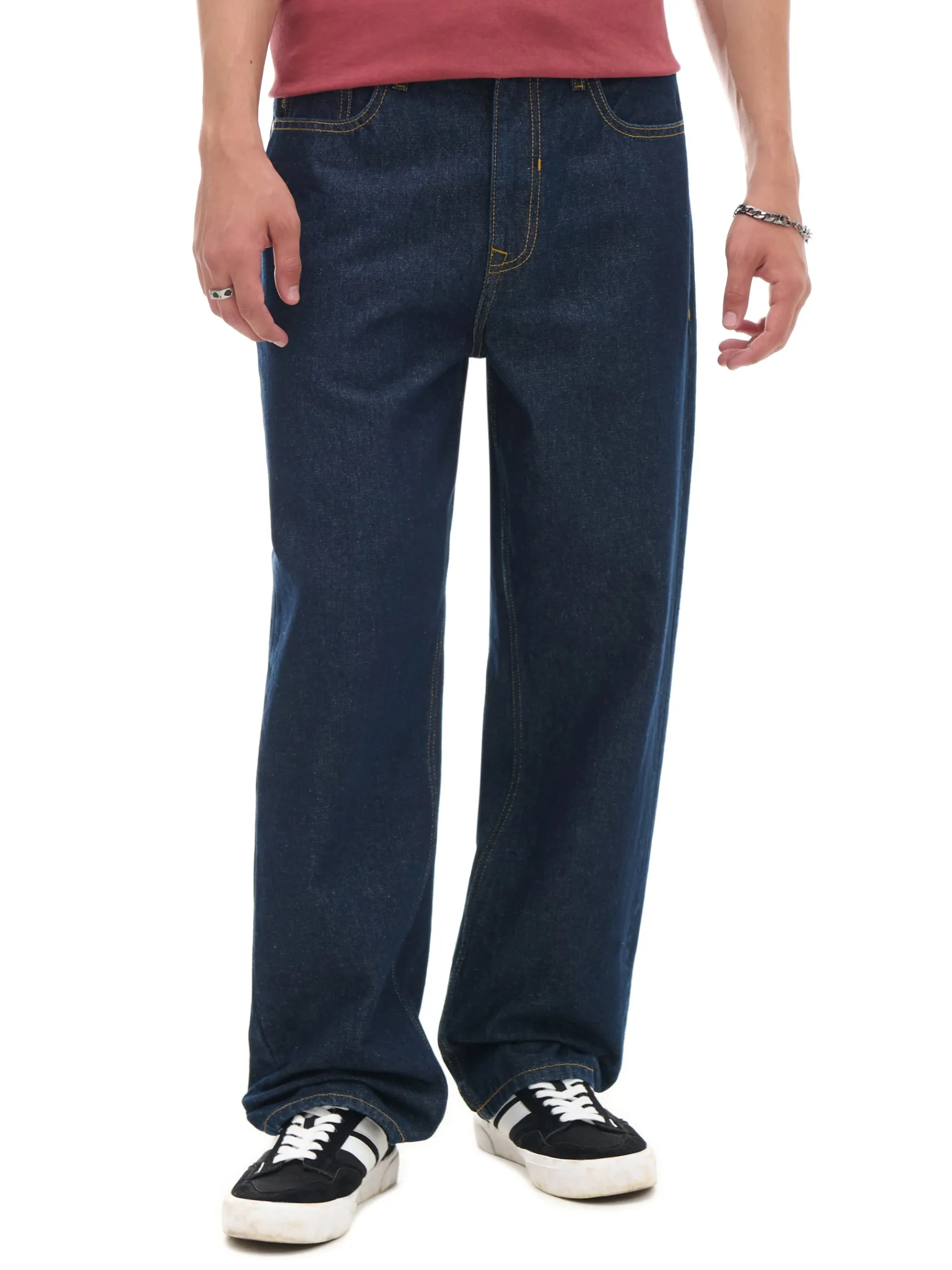 Fashion Cropp Granatowe jeansy baggy surowygranatowy