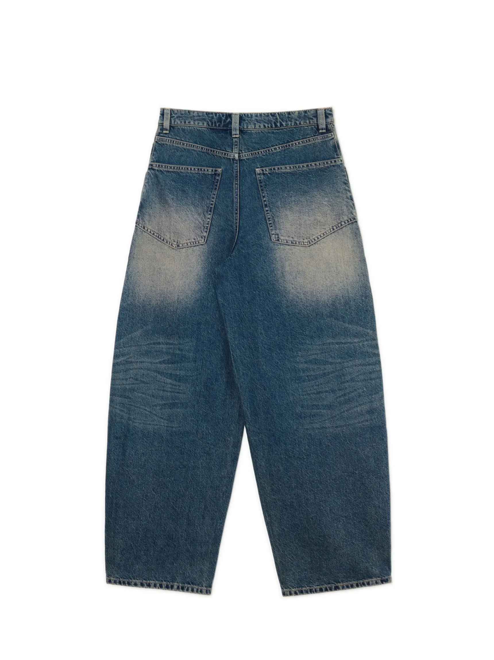 Sale Cropp Granatowe jeansy skater z efektem sprania granatowy