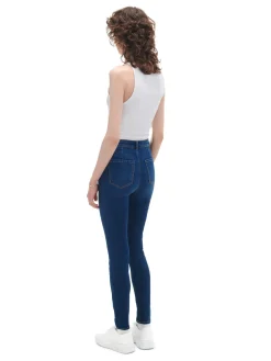 Outlet Cropp Granatowe jeansy skinny granatowy