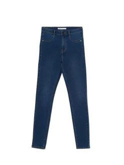 Outlet Cropp Granatowe jeansy skinny granatowy