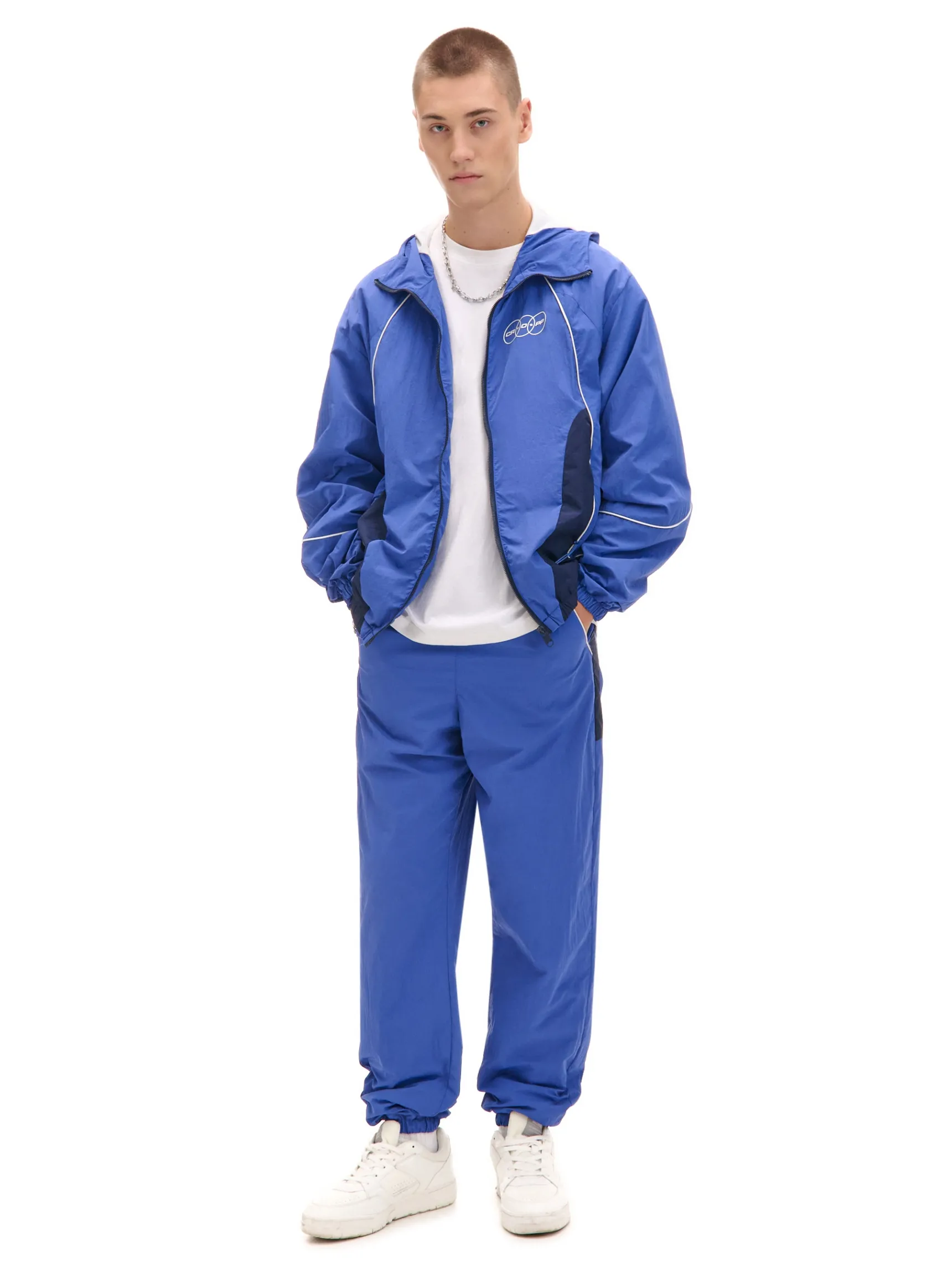 New Cropp Granatowe spodnie joggery basic niebieski