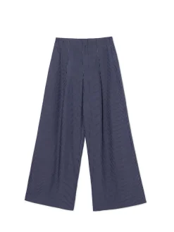 Online Cropp Granatowe spodnie tailoring w paski granatowy
