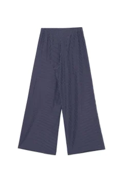 Online Cropp Granatowe spodnie tailoring w paski granatowy
