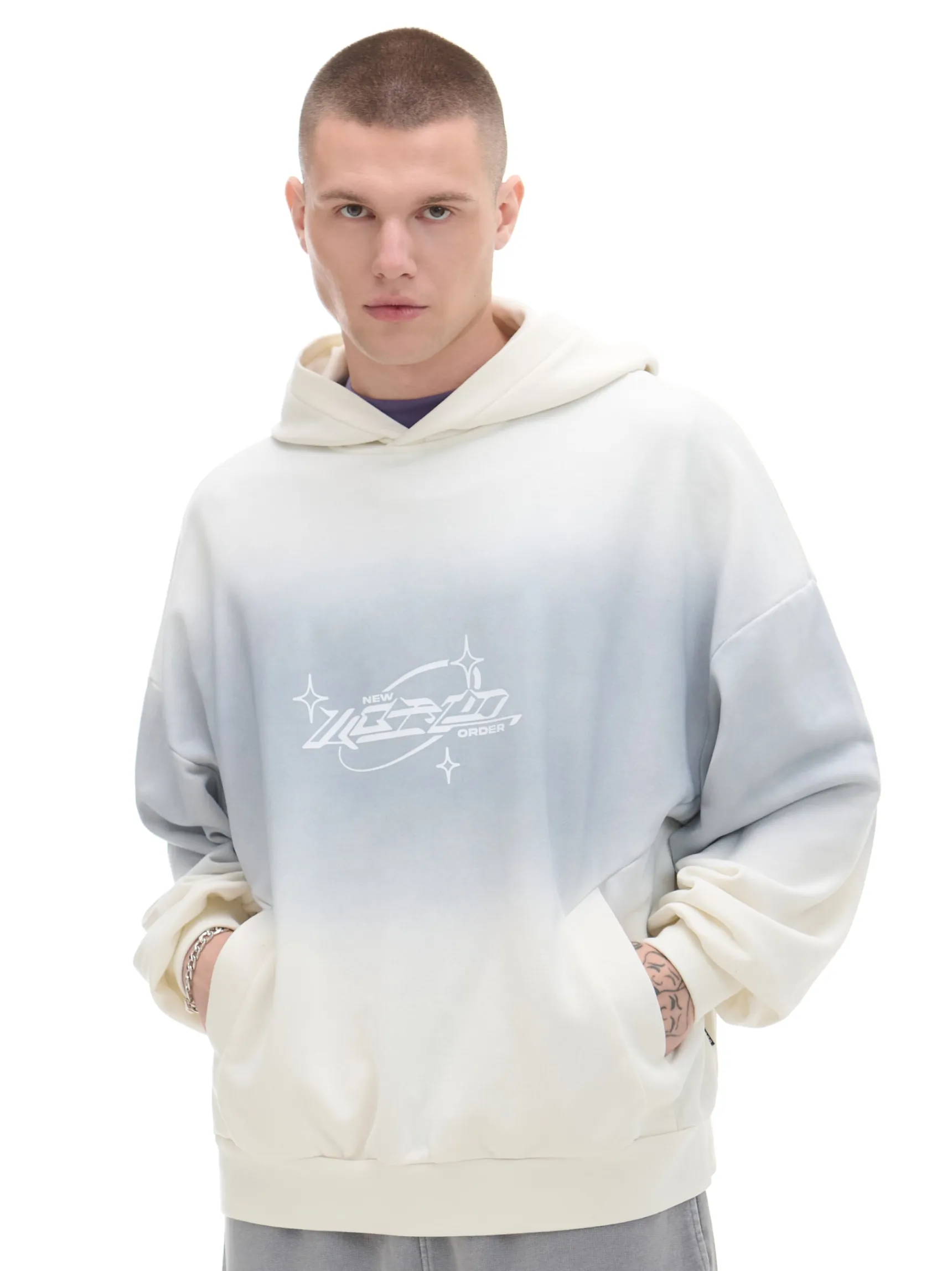 Hot Cropp Jasna bluza boxy z kapturem kremowy