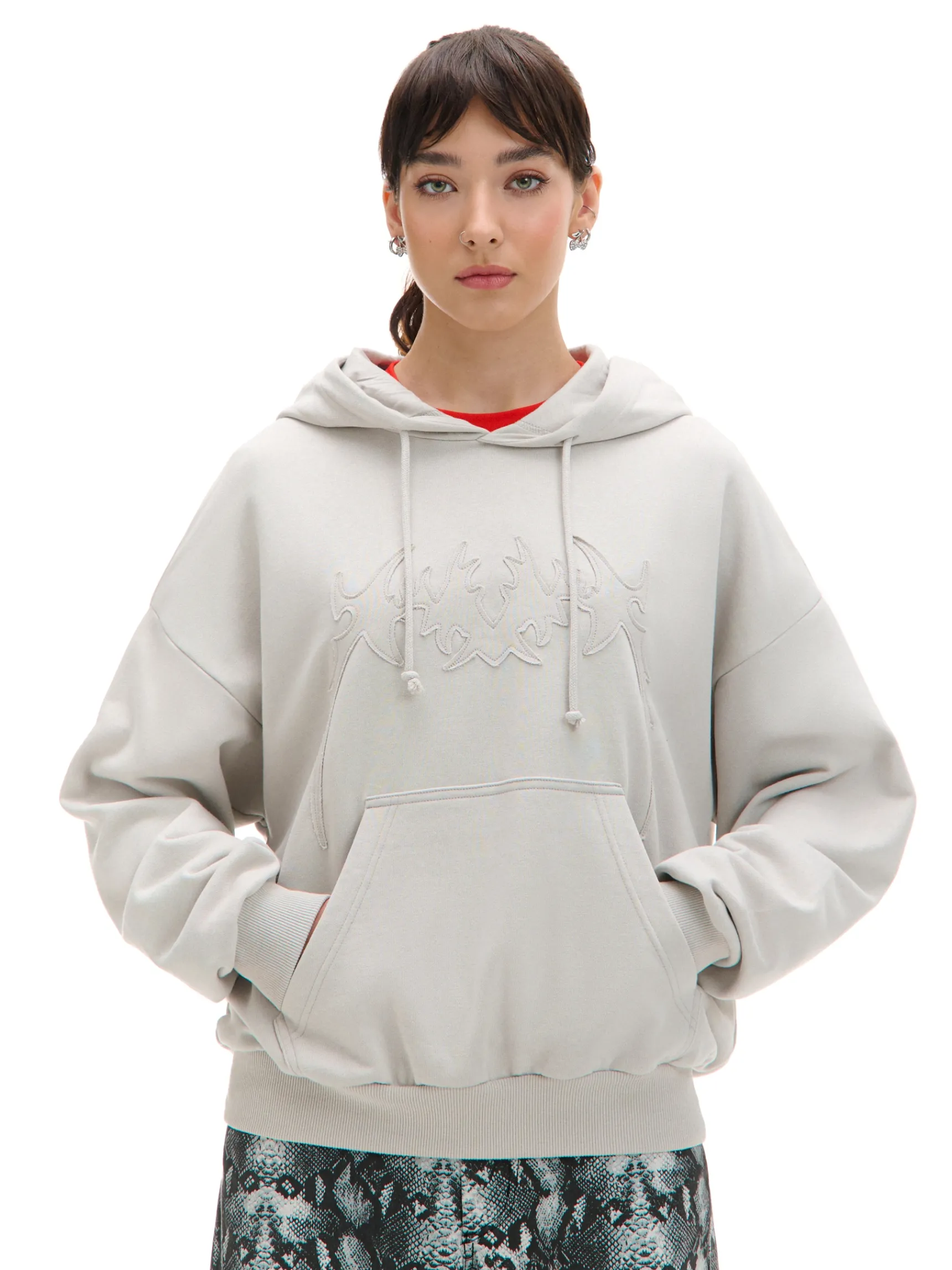 Discount Cropp Jasna bluza z aplikacją UNISEX jasnyszary