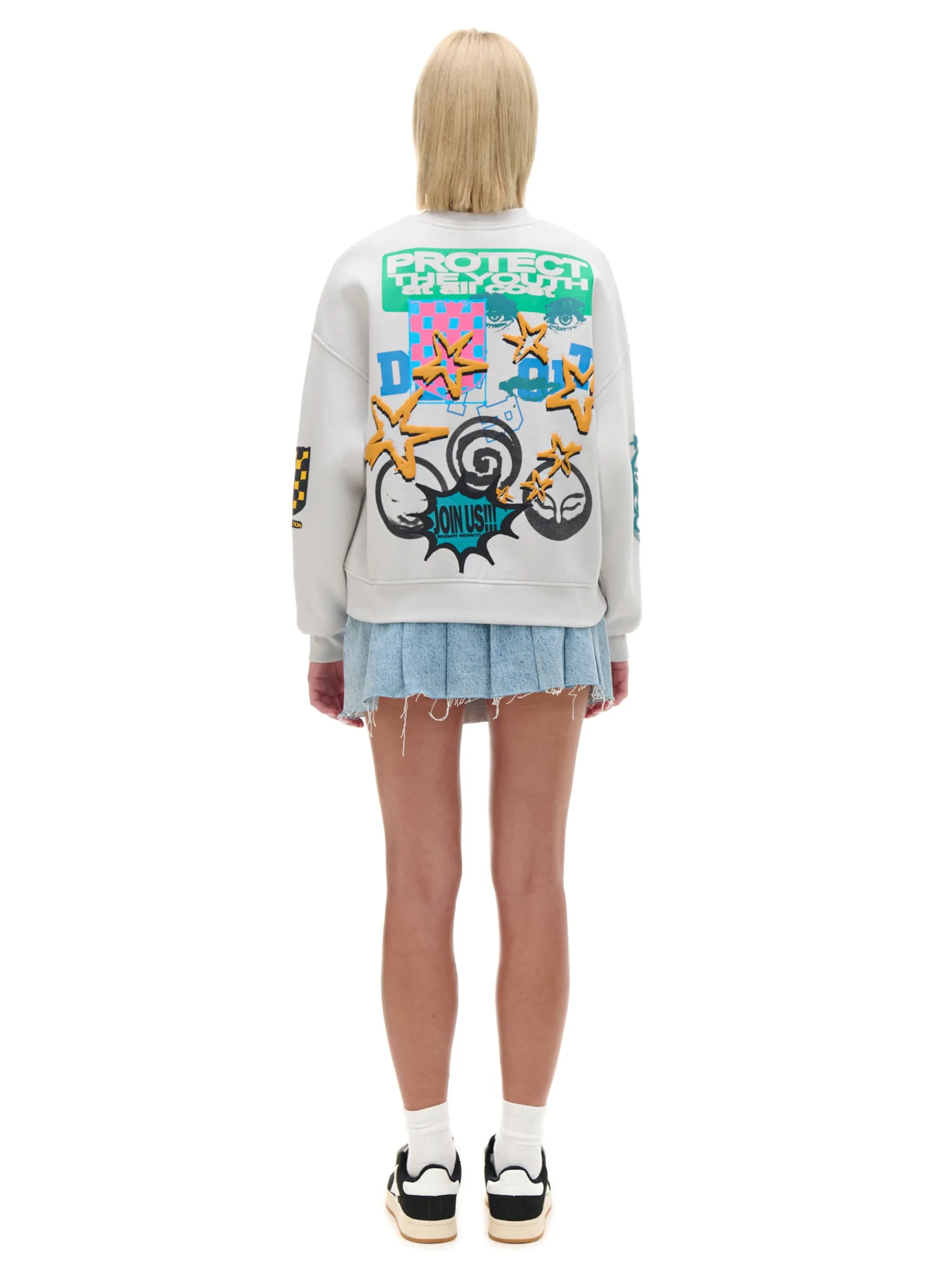 Hot Cropp Jasna bluza z nadrukami UNISEX jasnyszary