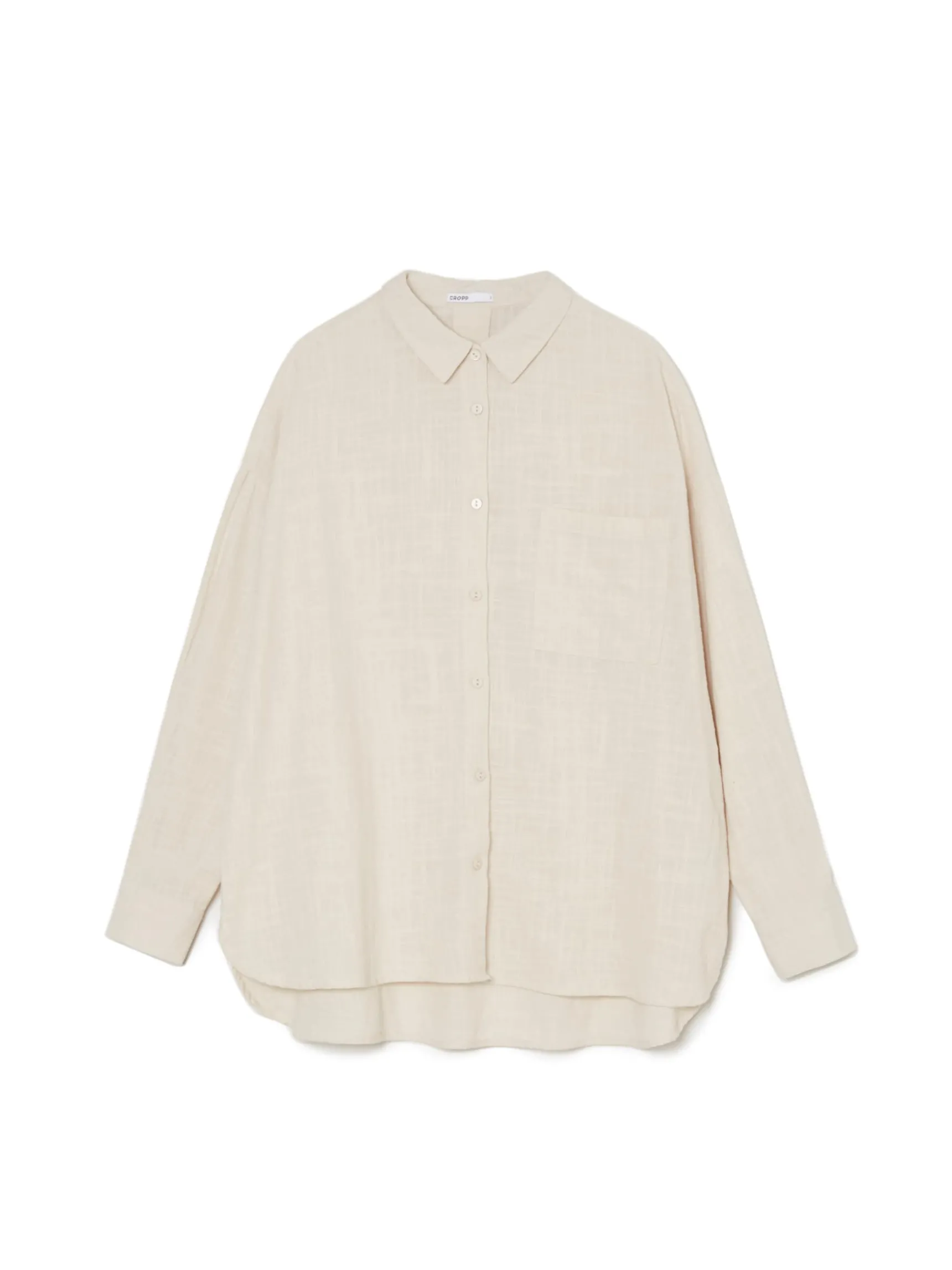 Discount Cropp Jasna koszula oversize z rustykalną strukturą beżowy