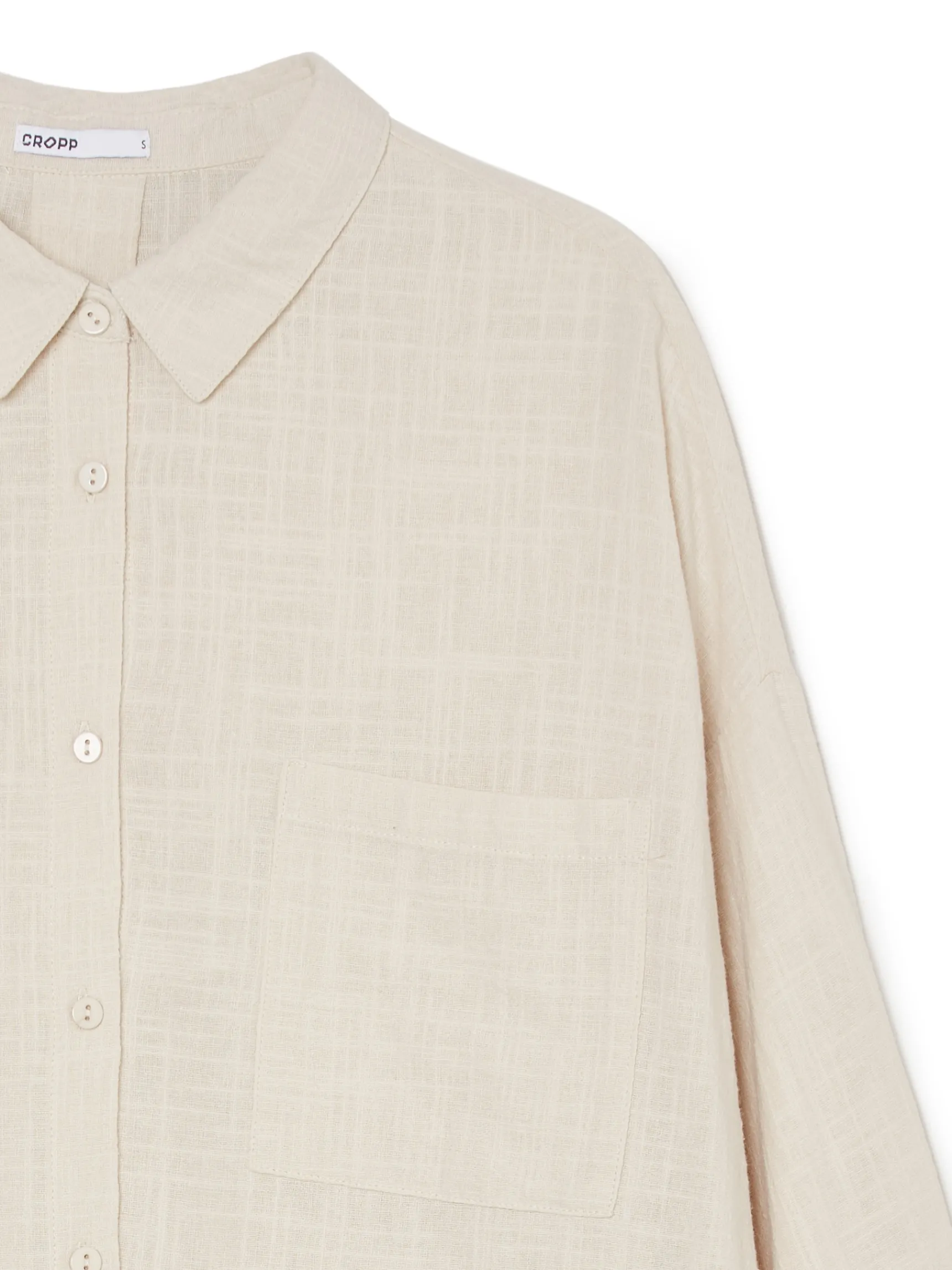 Discount Cropp Jasna koszula oversize z rustykalną strukturą beżowy