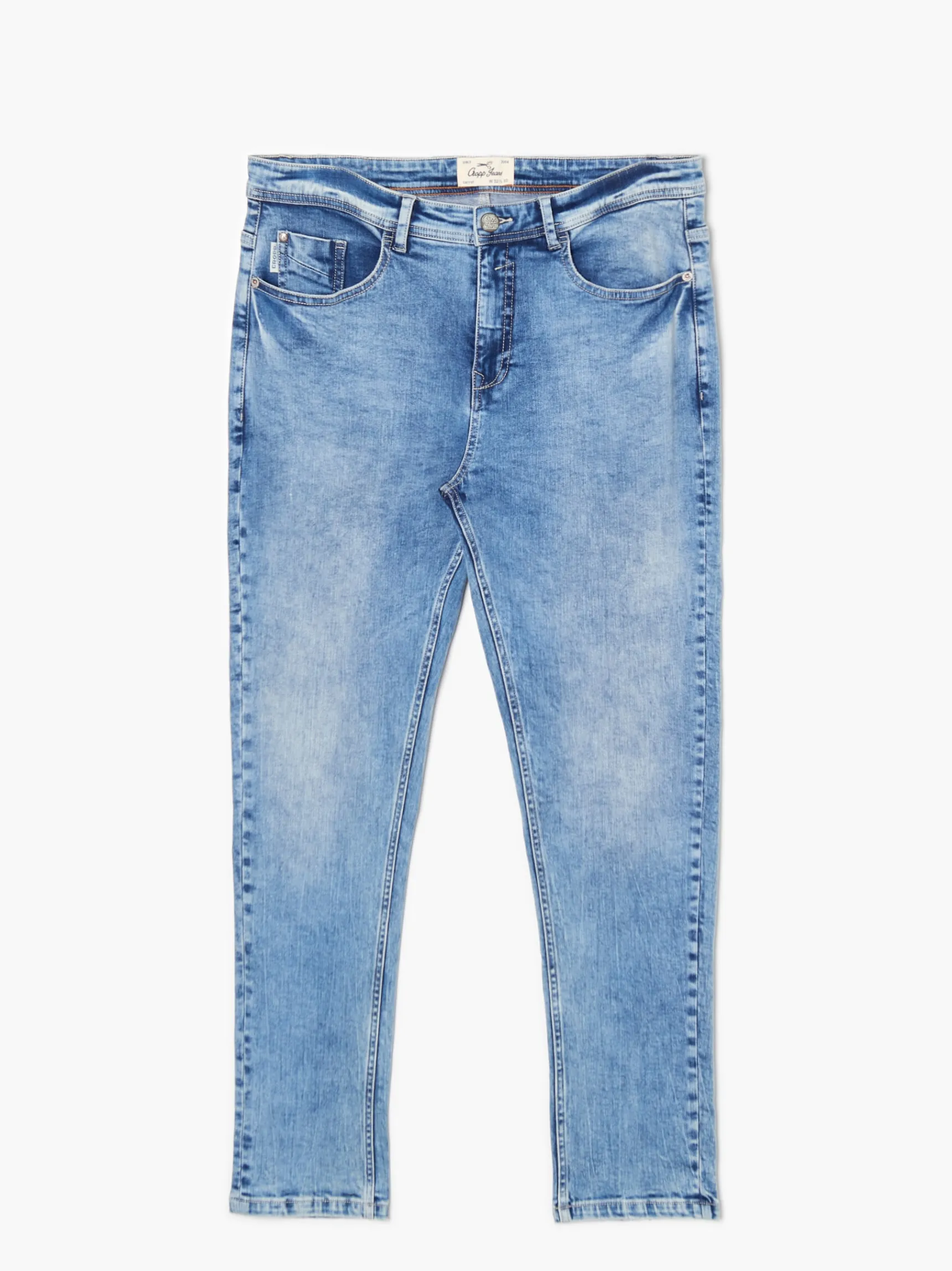 Online Cropp Jasne jeansy carrot niebieski