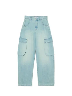 Outlet Cropp Jasne jeansy skater z efektem sprania błękitny