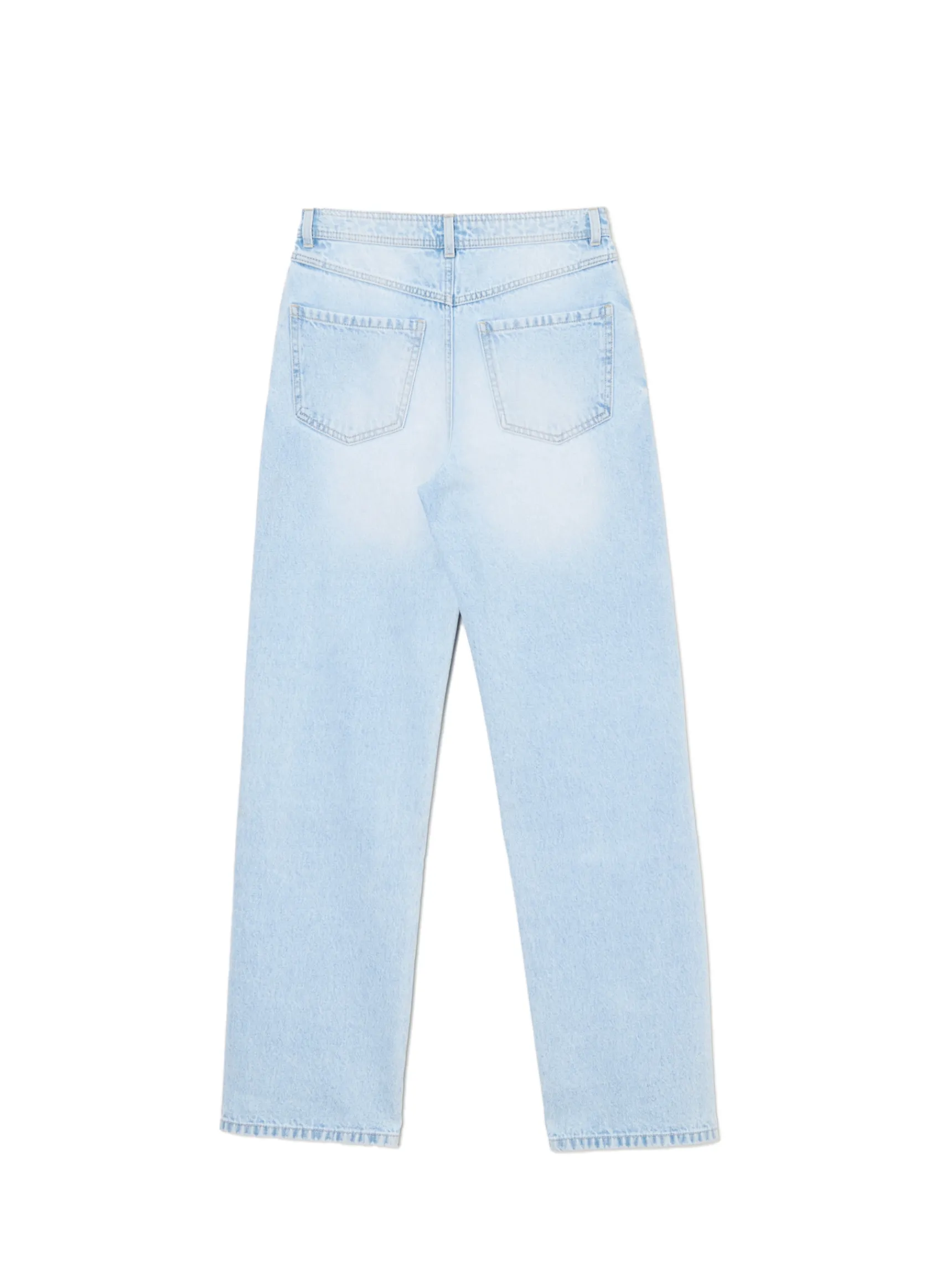 Hot Cropp Jasne jeansy straight z efektem sprania niebieski