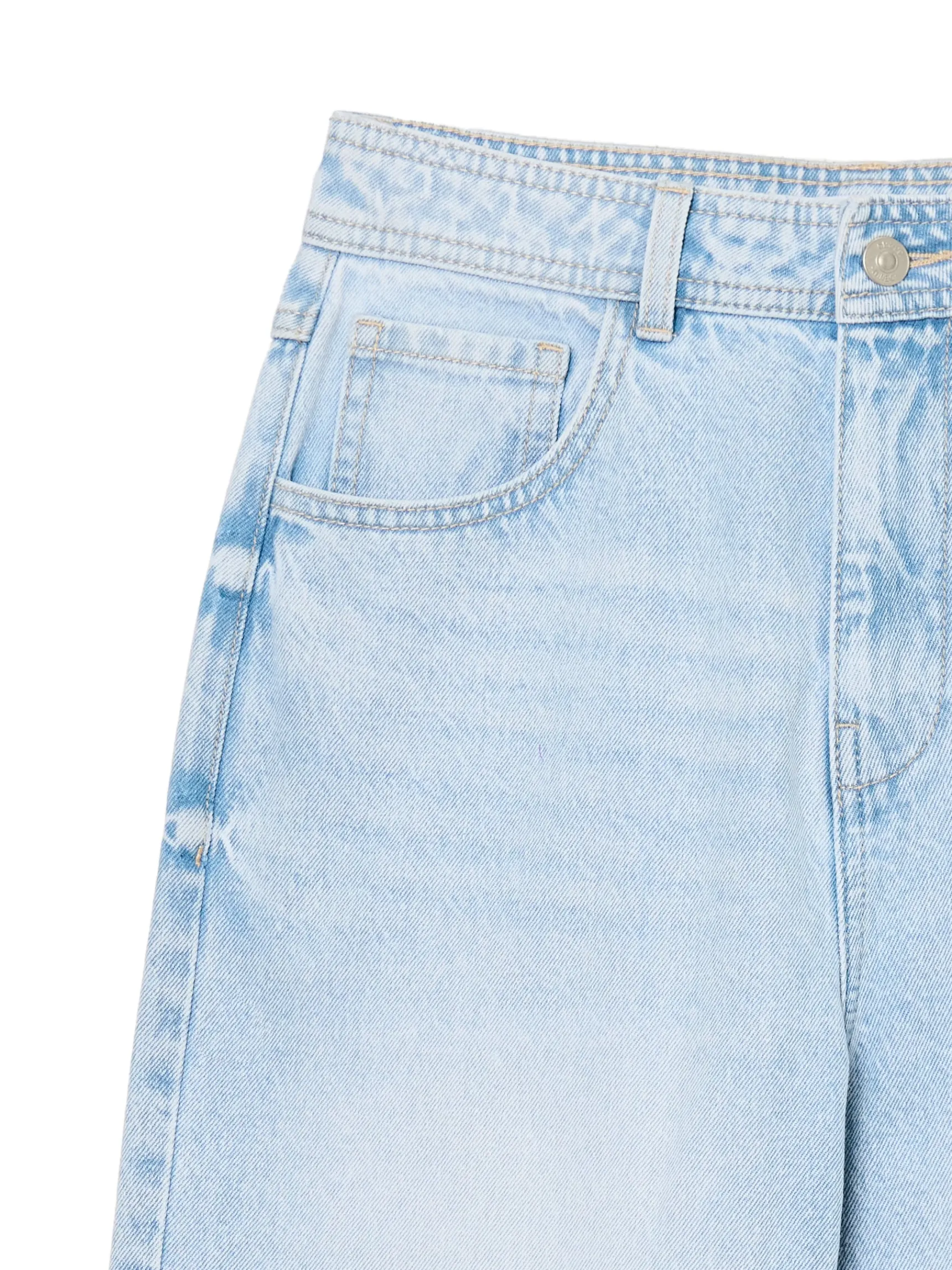 Hot Cropp Jasne jeansy straight z efektem sprania niebieski