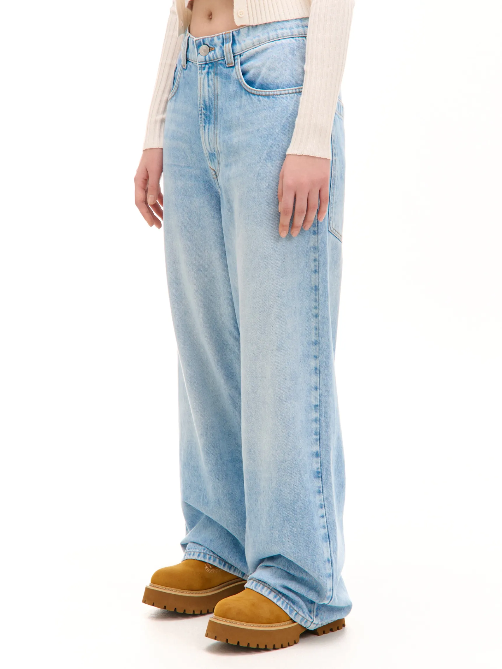 Fashion Cropp Jasne jeansy super baggy niebieski