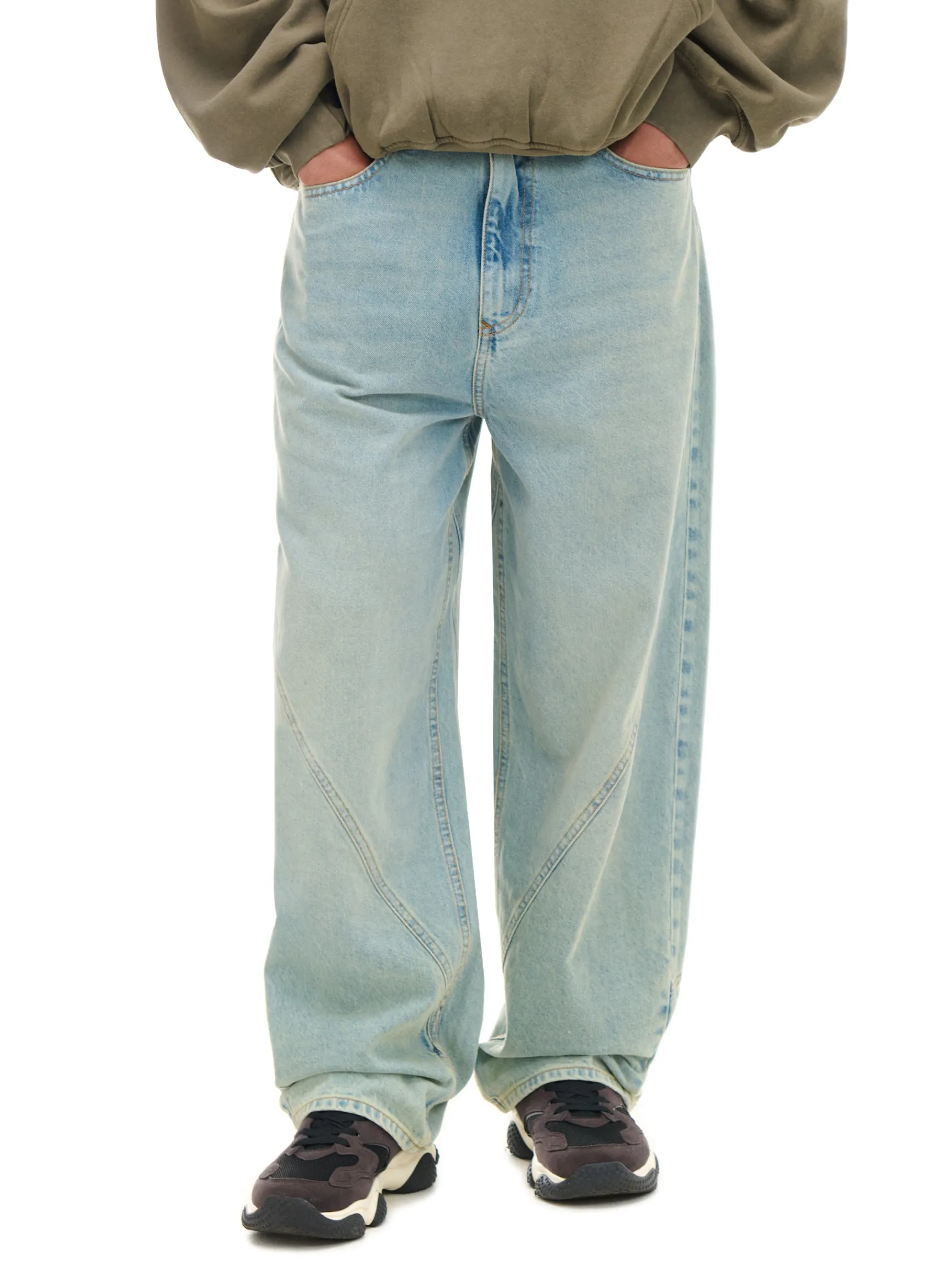 Best Cropp Jasne jeansy super baggy niebieski