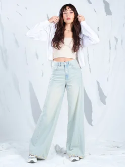 New Cropp Jasne jeansy wide leg niebieski