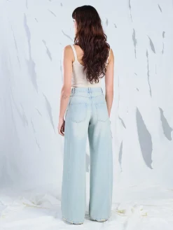 New Cropp Jasne jeansy wide leg niebieski