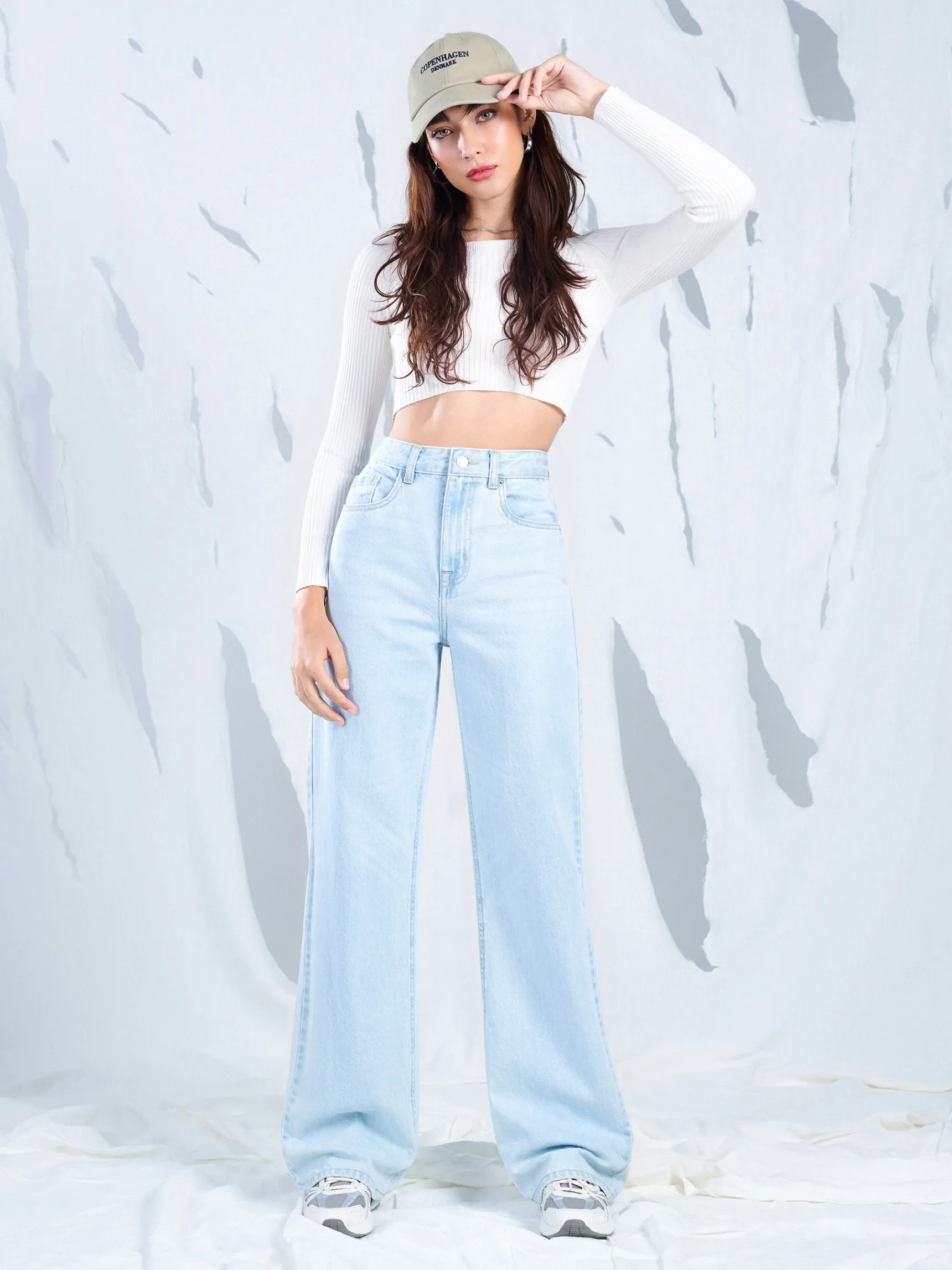 Fashion Cropp Jasne jeansy wide leg TALL niebieski