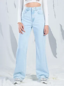 Fashion Cropp Jasne jeansy wide leg TALL niebieski