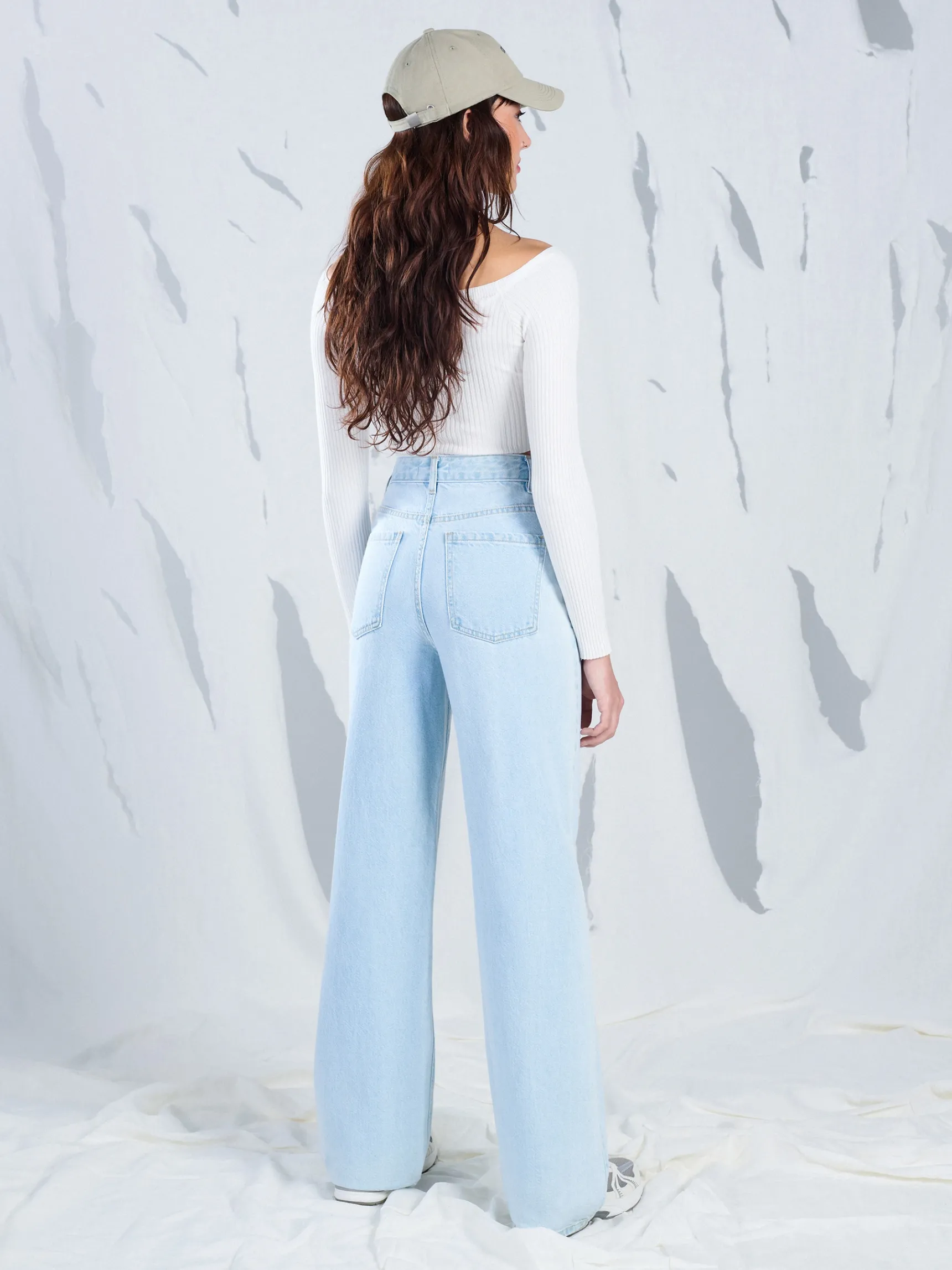 Fashion Cropp Jasne jeansy wide leg TALL niebieski