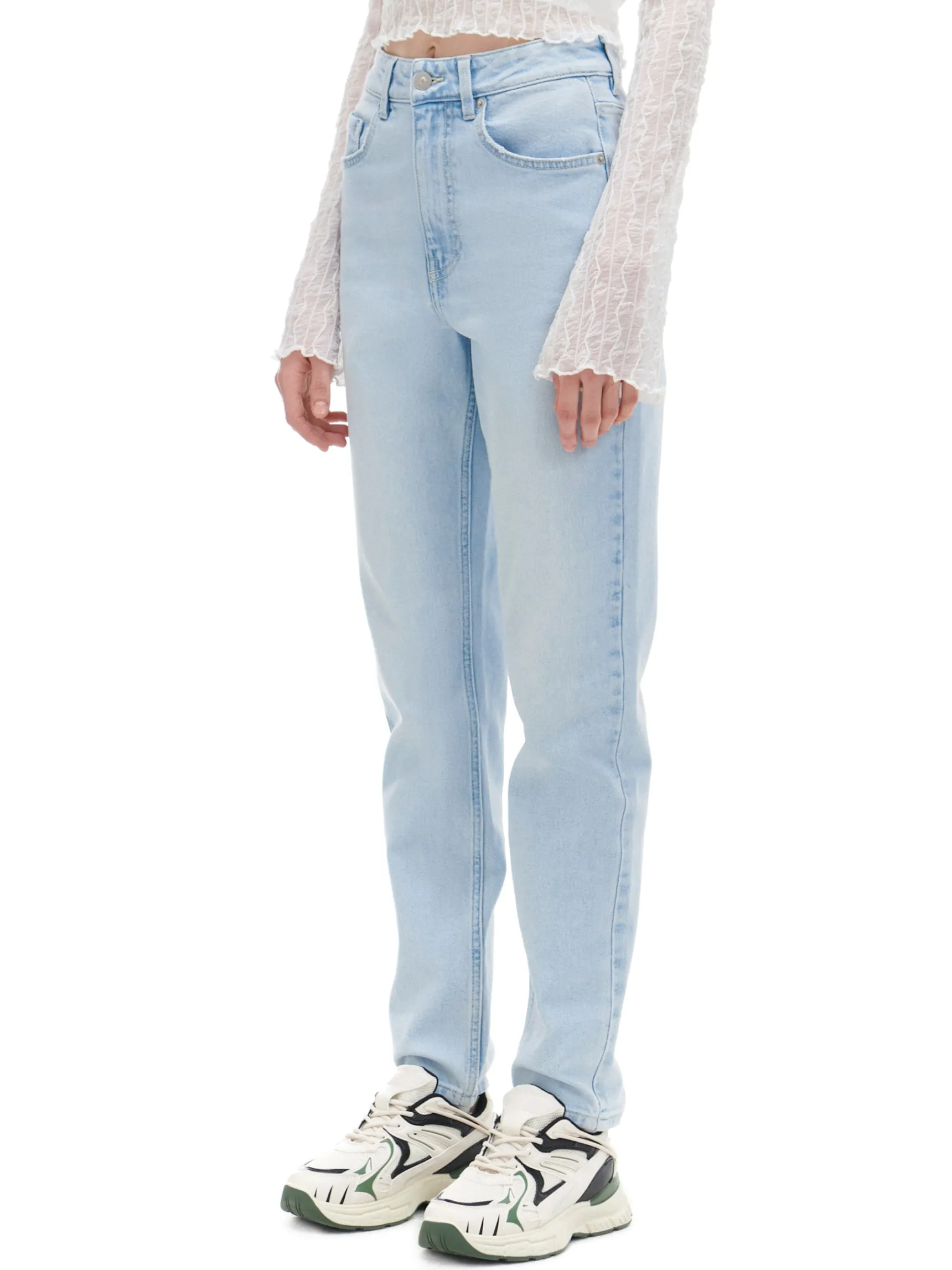 Online Cropp Jasnoe jeansy mom slim TALL niebieski