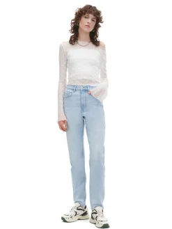 Online Cropp Jasnoe jeansy mom slim TALL niebieski