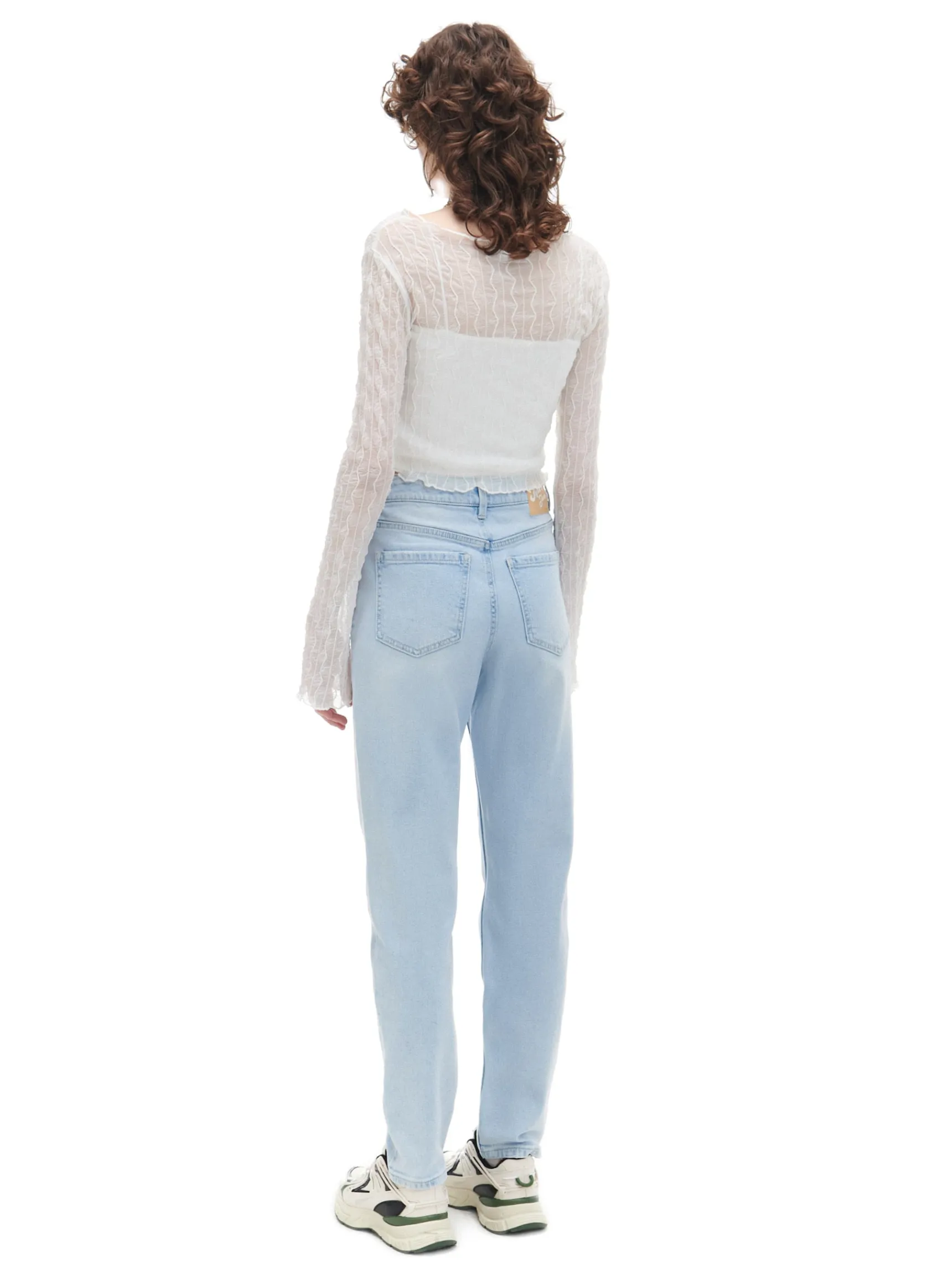 Online Cropp Jasnoe jeansy mom slim TALL niebieski